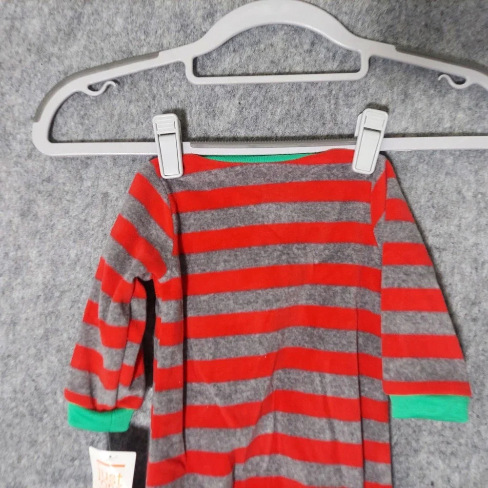 Carters One Piece 3M Christmas Embroidery Reindeer Footie Blanket Sleeper Stripe